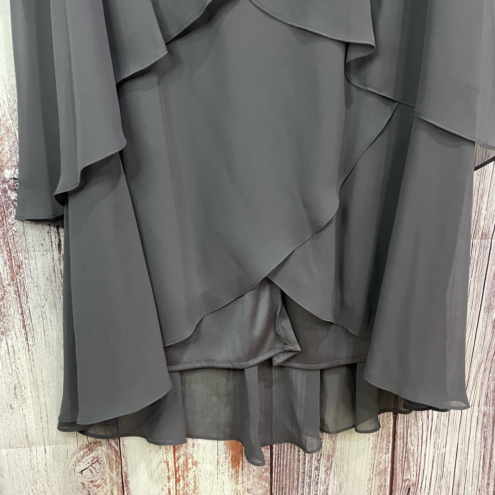 Grey Sleeveless Tiered Ruffled Beaded Dress Women's Size 18W S.L. Fashions #5003 - Picture 8 of 15